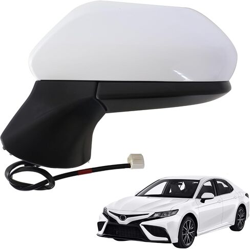 Marretoo for Toyota Camry Side view Mirror Assembly Driver 2018 2019 2020 2021 2022 2023 2024 |WHITE Power | Heated | Turn Signal |Replaces TO1320367| (POWER+LAMP+HEAT, Driver Side(LH)) in Saudi Arabia