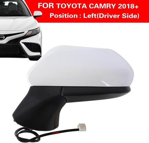 Marretoo for Toyota Camry Side view Mirror Assembly Driver 2018 2019 2020 2021 2022 2023 2024 |WHITE Power | Heated | Turn Signal |Replaces TO1320367| (POWER+LAMP+HEAT, Driver Side(LH)) in Saudi Arabia