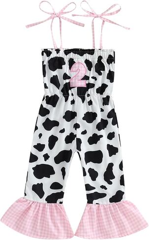Pudcoco Baby Girls 1st Birthday Outfit Sleeveless Straps Cowgirl Romper 1 Plaid Embroidery Jumpsuit Summer Clothes in Saudi Arabia