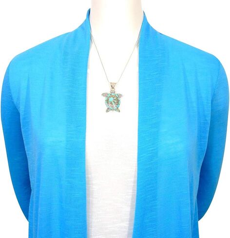 Turtle Turquoise Pendant Necklace Sterling Silver 925 (Sterling Silver Pendant with 20" Stainless Chain) in Saudi Arabia