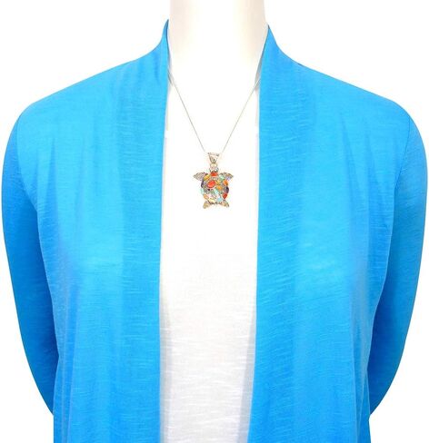 Turtle Turquoise Pendant Necklace Sterling Silver 925 (Sterling Silver Pendant with 20" Stainless Chain) in Saudi Arabia