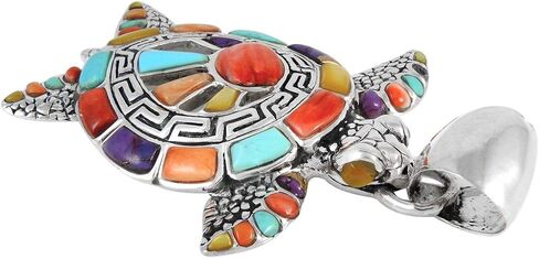 Turtle Turquoise Pendant Necklace Sterling Silver 925 (Sterling Silver Pendant with 20" Stainless Chain) in Saudi Arabia