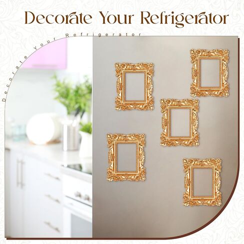 GEELIN 5 PCS MINI GOLD FRAMES تعيين إطارات صور عتيقة راتنجات عتيقة شاشة ذهبية عتيقة صغيرة لتصوير DIY ، بدون زجاج أو دعم (مستطيل كلاسيكي) in Kuwait