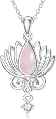 Lonago Lotus Necklace 925 Sterling Silver Open Lotus Flower Flower Netlace Netlace Jewelry Hildrict Yoga Homts for Women Mom in Saudi Arabia