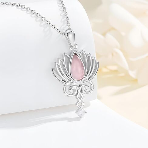 Lonago Lotus Necklace 925 Sterling Silver Open Lotus Flower Flower Netlace Netlace Jewelry Hildrict Yoga Homts for Women Mom in Saudi Arabia