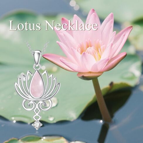 Lonago Lotus Necklace 925 Sterling Silver Open Lotus Flower Flower Netlace Netlace Jewelry Hildrict Yoga Homts for Women Mom in Saudi Arabia