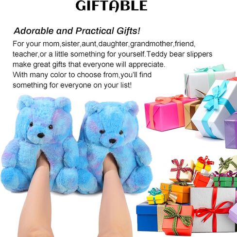 Women's Teddy Bear Slippers,Mom Gift Slippers,Cozy Women Fuzzy Indoor House Shoes,Fun Costume for Adults,Cute Animal Slides for Women Birthday Valentine's Gift Ideas in Saudi Arabia