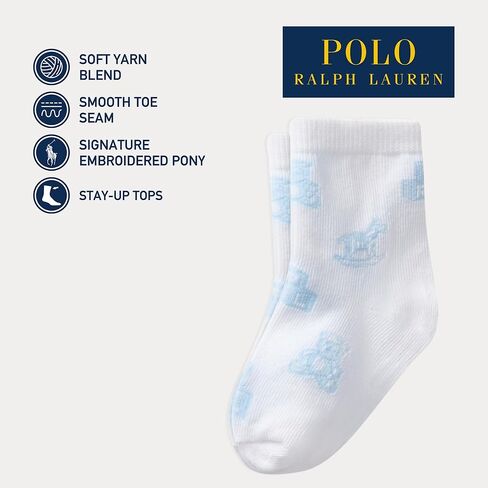 Polo Baby Tossed Bear Socks 3 Pair Pack, Soft Pink, 6-12 Months in Saudi Arabia