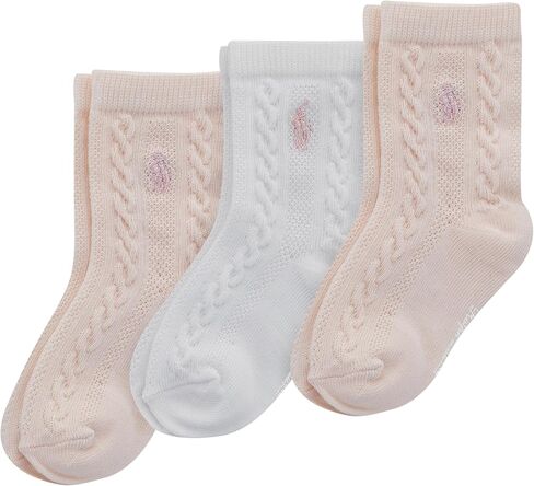 Polo Baby Tossed Bear Socks 3 Pair Pack, Soft Pink, 6-12 Months in Saudi Arabia