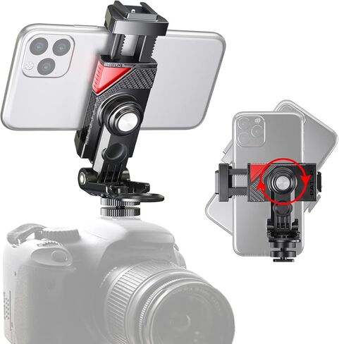 Camera Hot Shoe Cell Phone Holder with Cold Shoe Cell Phone Tripod Adapter for Microphone LED Light iPhone DSLR Mirrorless Camera Photography in Saudi Arabia