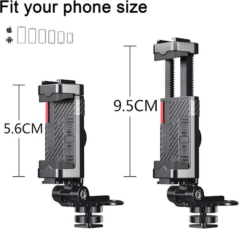 Camera Hot Shoe Cell Phone Holder with Cold Shoe Cell Phone Tripod Adapter for Microphone LED Light iPhone DSLR Mirrorless Camera Photography in Saudi Arabia