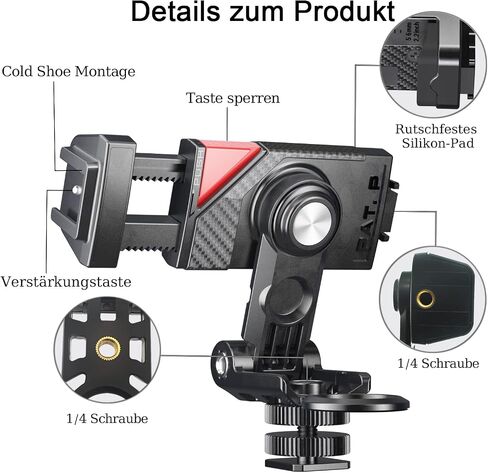 Camera Hot Shoe Cell Phone Holder with Cold Shoe Cell Phone Tripod Adapter for Microphone LED Light iPhone DSLR Mirrorless Camera Photography in Saudi Arabia