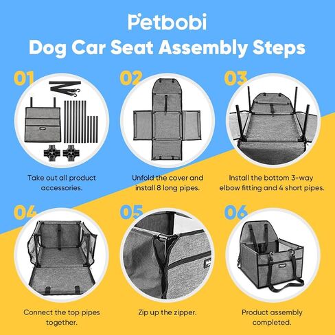 Petbobi Dog Car Seat للكلاب الصغيرة - مقعد أريكة معيار مشوهدات للحيوانات الأليفة التي تصل إلى 25 رطلاً - يضمن سلامة الحيوانات الأليفة مع حزام الأمان - رغوة رغوة عالية الكثافة - غطاء فخم قابل للآلة in Kuwait