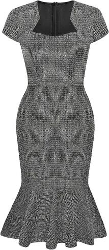 GRACE KARIN Womens Elegant Cap Sleeve Fishtail Tweed Cocktail Bodycon Dress in Saudi Arabia