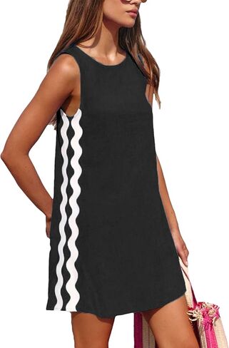 الفساتين الصيفية للنساء بلا أكمام شاطئ شاطئ فستان غير رسمي طاقم البوهيمي البوهيمي المصغر in Kuwait