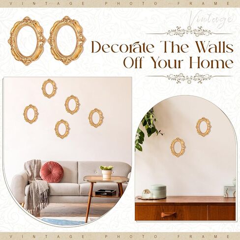 GEELIN 5 PCS MINI GOLD FRAMES تعيين إطارات صور عتيقة راتنجات عتيقة شاشة ذهبية عتيقة صغيرة لتصوير DIY ، بدون زجاج أو دعم (مستطيل كلاسيكي) in Kuwait