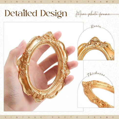 GEELIN 5 PCS MINI GOLD FRAMES تعيين إطارات صور عتيقة راتنجات عتيقة شاشة ذهبية عتيقة صغيرة لتصوير DIY ، بدون زجاج أو دعم (مستطيل كلاسيكي) in Kuwait