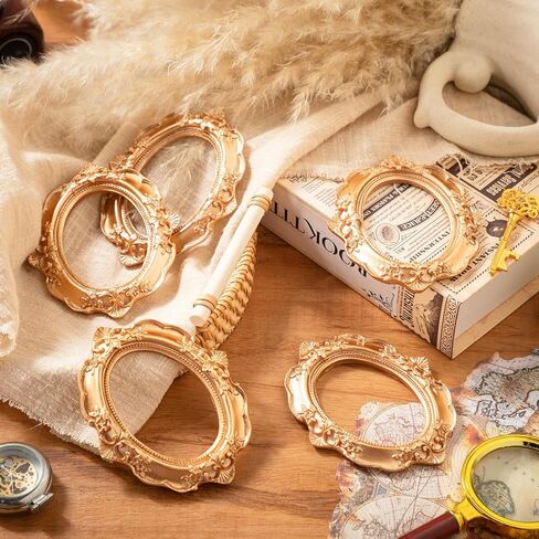 GEELIN 5 PCS MINI GOLD FRAMES تعيين إطارات صور عتيقة راتنجات عتيقة شاشة ذهبية عتيقة صغيرة لتصوير DIY ، بدون زجاج أو دعم (مستطيل كلاسيكي) in Kuwait