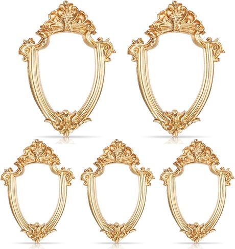 GEELIN 5 PCS MINI GOLD FRAMES تعيين إطارات صور عتيقة راتنجات عتيقة شاشة ذهبية عتيقة صغيرة لتصوير DIY ، بدون زجاج أو دعم (مستطيل كلاسيكي) in Kuwait