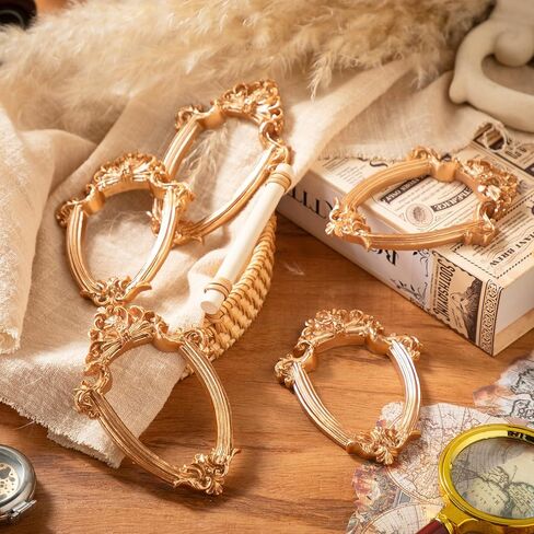 GEELIN 5 PCS MINI GOLD FRAMES تعيين إطارات صور عتيقة راتنجات عتيقة شاشة ذهبية عتيقة صغيرة لتصوير DIY ، بدون زجاج أو دعم (مستطيل كلاسيكي) in Kuwait