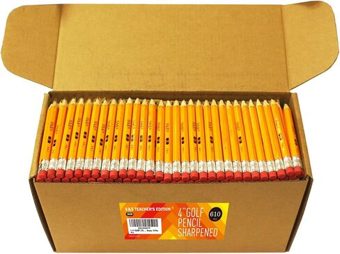 S & E TEACHER'S EDITION 96Pcs Half Pencils with Eraser Tops, Golf Pencil, Classroom, Pew - # 2 HB Pre-Sharpened Hexagon, 96 Count Bulk Pack in Kuwait