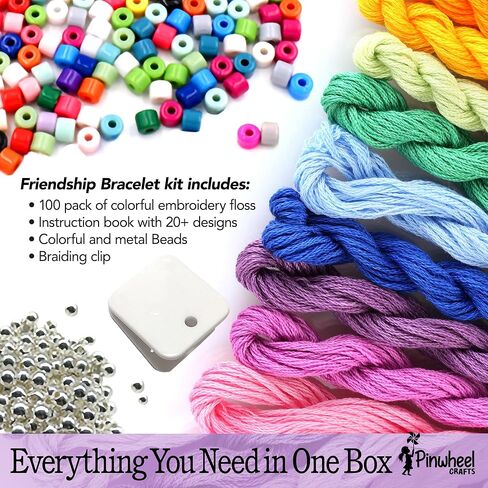 مجموعة أساور باراكورد من Pinwheel Crafts - مصنوعات يدوية للأطفال، سوار باراكورد مع مشبك قوي وسلك باراكورد 550 - 8 هدايا أساور الصداقة الملونة - مجموعة صنع المجوهرات للفتيات من سن 8 إلى 12 عامًا in Kuwait