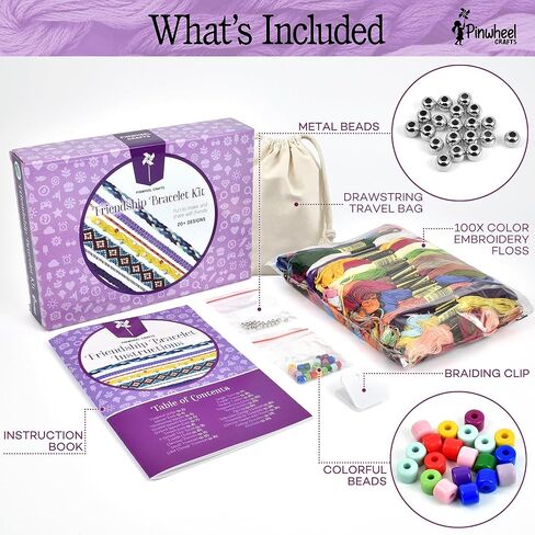 مجموعة أساور باراكورد من Pinwheel Crafts - مصنوعات يدوية للأطفال، سوار باراكورد مع مشبك قوي وسلك باراكورد 550 - 8 هدايا أساور الصداقة الملونة - مجموعة صنع المجوهرات للفتيات من سن 8 إلى 12 عامًا in Kuwait