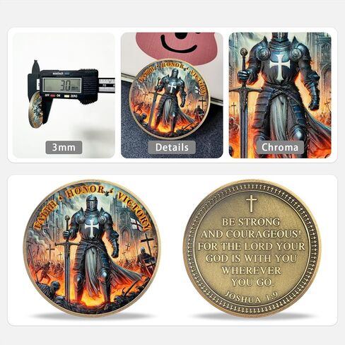 Steel Helm Knight Cross Challenge Coin | Chivalric Valor & Sacred Shield Medallion | Knights Templar Historical Token | Commemorative Gifts for Collectors, Historians, and Enthusiasts in Kuwait
