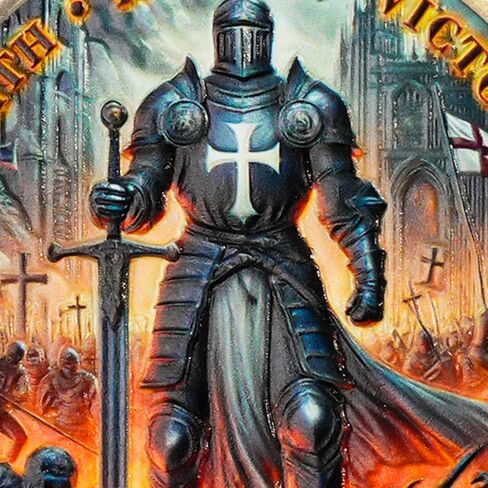 Steel Helm Knight Cross Challenge Coin | Chivalric Valor & Sacred Shield Medallion | Knights Templar Historical Token | Commemorative Gifts for Collectors, Historians, and Enthusiasts in Kuwait