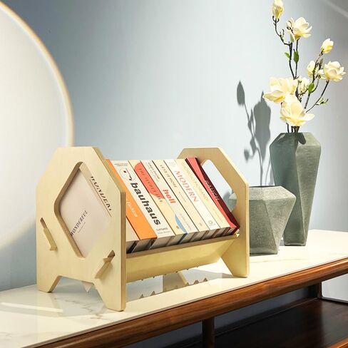 2 Pack Desktop Bookshelf, Stackable Book Organizer with Handle, Mini Storage Rack for CD/Magazine/File Folder, Portable Small Bookshelf for Study, Living Room, Kid's Room, No Nails in Kuwait