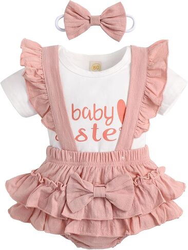 Newborn Infant Baby Girl Clothes Romper Shorts Set Suspender Summer Outfits Cute Baby Clothes Girl in Kuwait