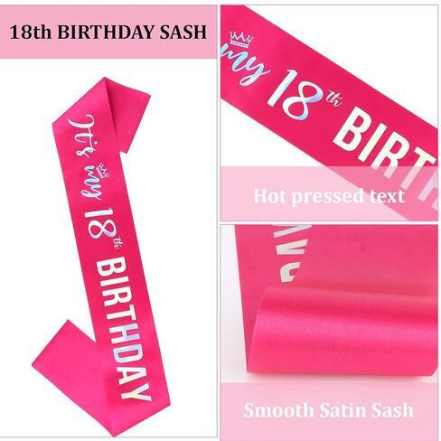 سيماتو 18 ديكورات عيد ميلاد الفتيات الفتيات 18 عيد ميلاد التاج وهدايا وشاح للبنات لحفلات الحفلات in Kuwait