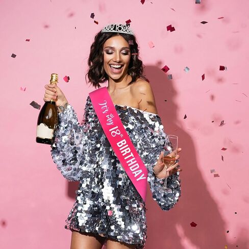 سيماتو 18 ديكورات عيد ميلاد الفتيات الفتيات 18 عيد ميلاد التاج وهدايا وشاح للبنات لحفلات الحفلات in Kuwait