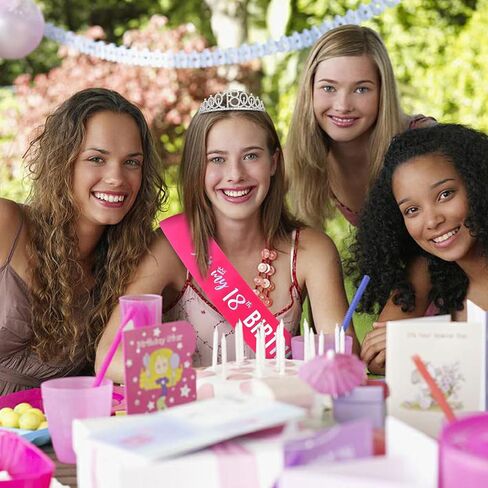 سيماتو 18 ديكورات عيد ميلاد الفتيات الفتيات 18 عيد ميلاد التاج وهدايا وشاح للبنات لحفلات الحفلات in Kuwait