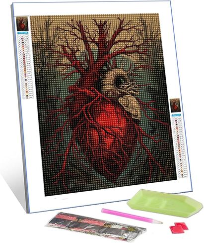 TUMOVO Heartt with Flowers Diamond Painting DIY 5D,Numbering Kit, Human Organs Crystal Rhinestone Diamond Painting Human Organ Pictures Anatomical Biology Artwork Home Decor Adults Gift(12''Wx 16''H) in Saudi Arabia
