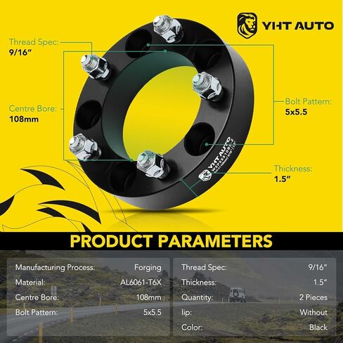 Yhtauto 5x5.5 محور الفواصل العجلة المركزية 1 بوصة متوافقة مع كرايسلر ، دودج ، نماذج ذاكرة الوصول العشوائي ، أسبن ، داكوتا ، دورانغو ، فواصل الإطارات مع 9/16 "و 12.9 الدرجات ، 108 ملم المحور Bore 5 Lug 2pcs أسود in Saudi Arabia