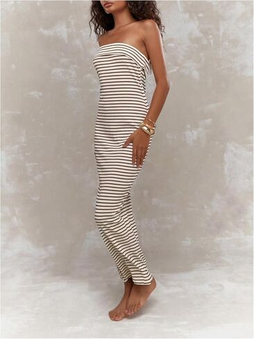 Milumia Women's Proomed Tube Maxi Dress مضلع متماسكة تقسيم بدون عجز زفاف Patrty Club Bodycon Long Long in Saudi Arabia