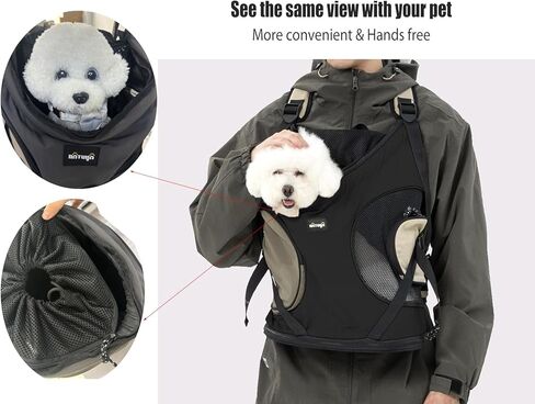 NATUYA Dog Front Carrier, Pet Carrier Front-Pack for Small Dog Puppy Cat, Travel Hiking Waterproof Lightweight Pet Bag, Padded Bottom Mat & Zip Pockets (Cream) in Kuwait