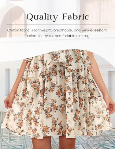 DRESSTELLS Women's Casual Halter Ruffle Tiered Dresses, Beach Wedding Cocktail Party Mini Sundress in Kuwait