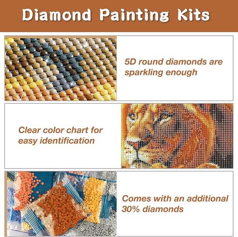 RICUVED Wolf Diamond Painting Kits for Adults, 5D Animal Diamond Painting Landscape Diamond Art Kits for Beginners, Full Drill Diamond Art Diamond Gem Diamond Painting Kits for Home Decor 12x16Inch in Kuwait