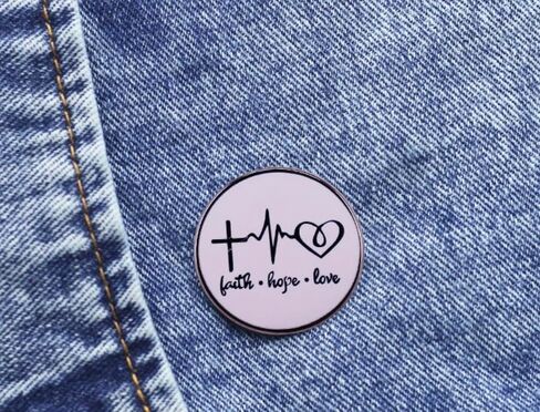 Faith Hope Love Heart Positive Jesus Christ Christian Bible Verse Catholic God 1.1" Enamel Pin Badge in Saudi Arabia