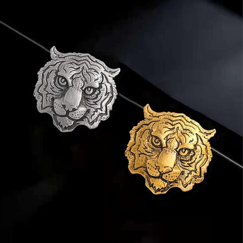 Rhinestone Tiger Head Brooch Pins for Men Women Suit Pin,Retro Elegant Gold Silver Crystal Animal Lapel Pin,Charm Tiger Coat Collar Brooch Fashion Jewelry Accessories in Saudi Arabia