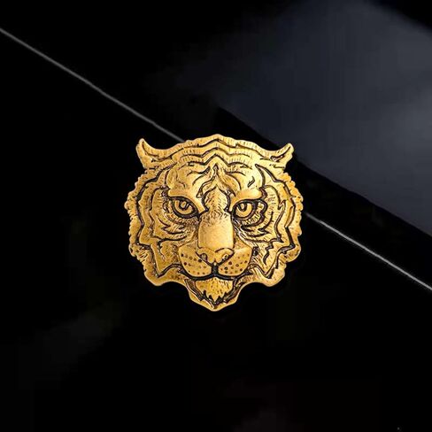 Rhinestone Tiger Head Brooch Pins for Men Women Suit Pin,Retro Elegant Gold Silver Crystal Animal Lapel Pin,Charm Tiger Coat Collar Brooch Fashion Jewelry Accessories in Saudi Arabia