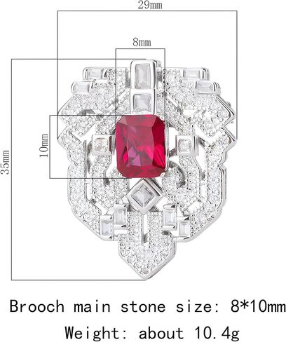 18K GOLD مطلي 8 * 10MM محاكاة الزمرد الأحمر الصلب اليشم الماس Cubic Zirconia Gem Brooch هدية فاخرة فاخرة للبنات أخوات 18 كيلو. in Saudi Arabia
