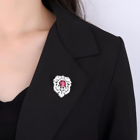 18K GOLD مطلي 8 * 10MM محاكاة الزمرد الأحمر الصلب اليشم الماس Cubic Zirconia Gem Brooch هدية فاخرة فاخرة للبنات أخوات 18 كيلو. in Saudi Arabia