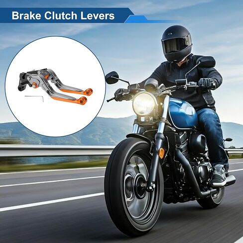 رافعات مخلب فرامل قصيرة قصيرة لـ Yamaha MT-07 14-22 6 الموضع القابل للتعديل للدراجة النارية مقود فرامل رافعة الألومنيوم مقبض التيتانيوم مقبض Orange End in Kuwait