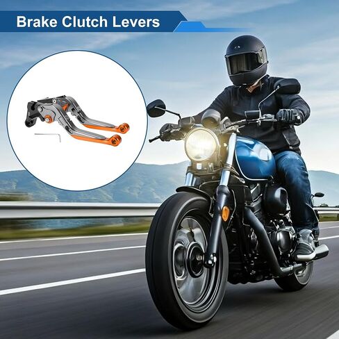 رافعات مخلب فرامل قصيرة قصيرة لـ Yamaha MT-07 14-22 6 الموضع القابل للتعديل للدراجة النارية مقود فرامل رافعة الألومنيوم مقبض التيتانيوم مقبض Orange End in Kuwait