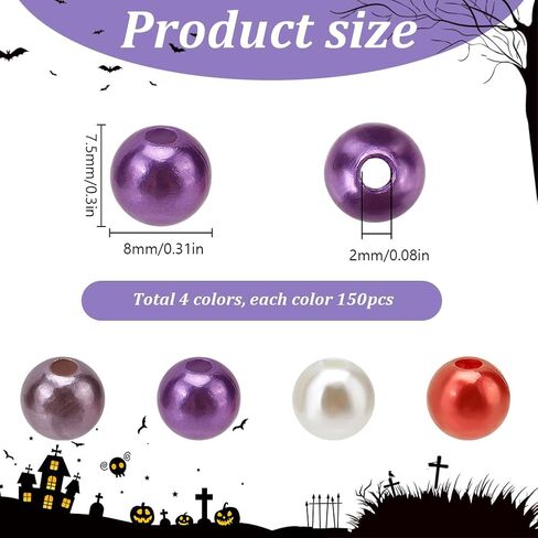 600pcs 4 Colors 8mm Imitation Pearl Beads Christmas Theme Acrylic Plastics Red Green Gold Dyed Faux Artificial Pearls Bulk for Jewelry Making DIY Holiday Necklaces Earrings in Kuwait