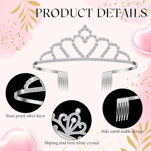 Lyrow 30 Pcs Tiara Crowns for Women Bulk Galentines Day Party Favors Crystal Queen Crowns with Comb Headband Silver Princess Tiaras for Birthday Wedding Halloween Christmas(Beautiful Style) in Kuwait