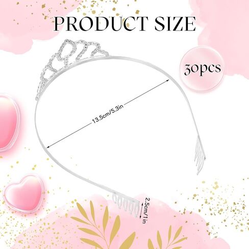 Lyrow 30 Pcs Tiara Crowns for Women Bulk Galentines Day Party Favors Crystal Queen Crowns with Comb Headband Silver Princess Tiaras for Birthday Wedding Halloween Christmas(Beautiful Style) in Kuwait